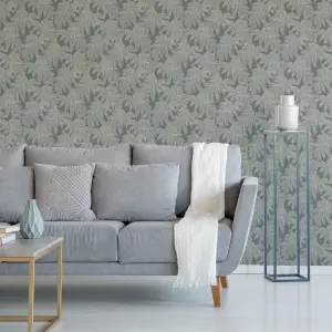 GoodHome Pyroo Sage Palm trees Textured Wallpaper