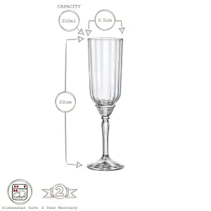 Bormioli Rocco - Florian Champagne Flutes - 210ml - Clear - Pack of 6