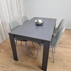 Dining Table with 4 Chairs Dark Grey Table With 4 Grey Padded  Chairs Kitching Dining Set Dining Room Dining Set for 4