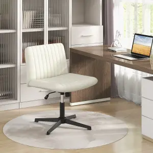 COSTWAY Criss Cross Legged Chair Home Office Chair w/ Wide Padded Seat