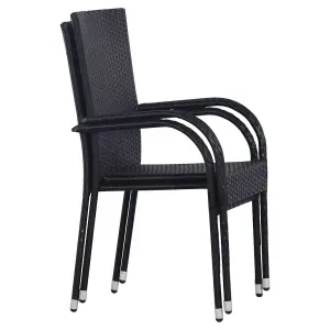 Berkfield Stackable Outdoor Chairs 2 pcs Poly Rattan Black