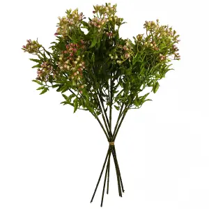 Pack of 6 x 55cm Artificial Foliage Stem with Pink Berries