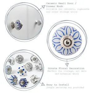 Nicola Spring - Round Ceramic Cabinet Knobs - Mixed - Pack of 6