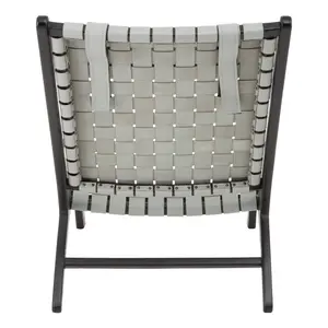 Kendari Grey Cow Leather Woven Chair