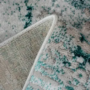 Silver Green Distressed Abstract Modern Textured Area Rug 120x170cm