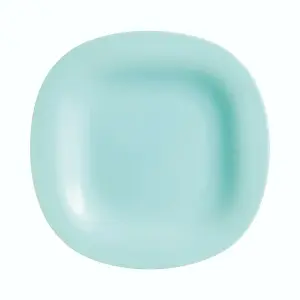 URBNLIVING 20cm Diameter Turquoise Set of 6 Square Opal Glass Dessert Plates