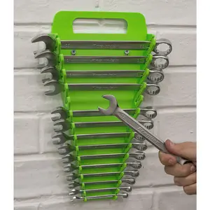 15 Spanner GREEN TPR Sharks Teeth Tool Rack for Drawer and Wall Mounting - Perfect for Tool Organization