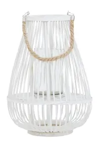 Interiors by Premier Lentigo Small White Bamboo Lantern