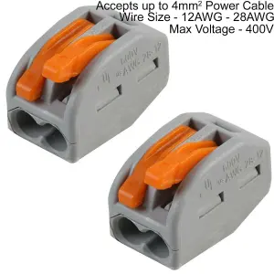 10x 2 Way WAGO Connector 32A Electrical Lever Terminal Block Push Fit Junction