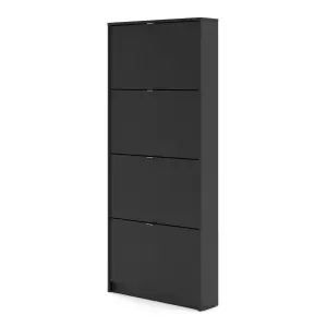 Shoes Shoe cabinet  w. 4 tilting doors and 1 layer Matt Black