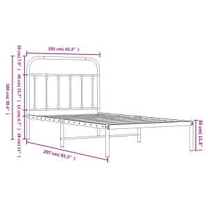 Berkfield Metal Bed Frame with Headboard White 100x200 cm