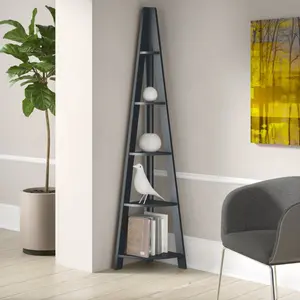 Arelious Corner Bookcase Dark Grey