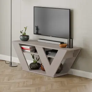 Decortie Pipralla Modern TV Stand Unit with Shelves for Up to 43" TVs Mocha Grey 110cm