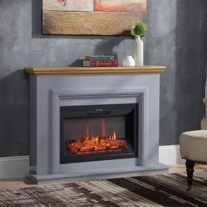 Focal Point Horsham Oak & grey Freestanding Electric Fire suite