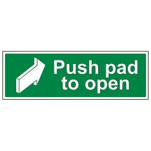 Push Pad To Open Door Safety Sign - Adhesive Vinyl - 450x150mm (x3)