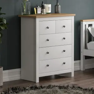 Vida Designs Arlington White 3+2 Drawer Chest (H)950mm (W)790mm (D)395mm