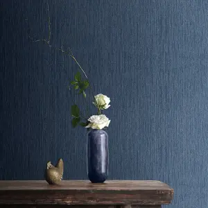 Muriva Blue Texture Metallic & glitter effect Embossed Wallpaper