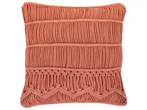 Throw Cushion AKKOY Cotton 45 x 45 cm Geometric Macramé Orange