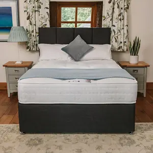 Knightsbridge Deluxe 1000 Pocket Sprung Divan Bed Set 4FT Small Double 4 Drawers  Continental - Naples Slate