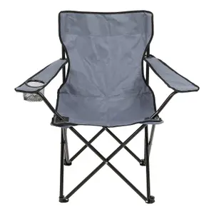 Set of 2 Portable Folding Camp Chairs - Lightweight with Cup Holder Side Pocket and Carry Bag - Ideal for Camping Festivals