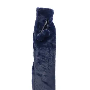 Long Hot Water Bottle 2L with Soft Fleece Cover in Dark Blue Pukkr