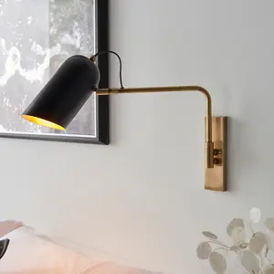 Luminosa Navren Task Wall Lamp Antique Solid Brass, Matt Black