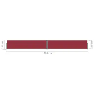 Berkfield Retractable Side Awning Red 140x1200 cm