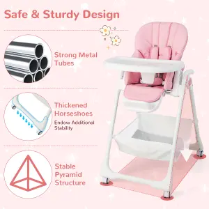 Costway Adjustable Baby High Chair Convertible Infant Dining Chair With 5-point Harness