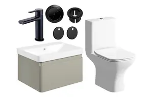 Aquarius Sophie 605MM Vanity Unit Matt Latte WC Set with Matt Black Finishes