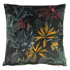 Evans Lichfield Zinara Leaves Velvet Feather Filled Cushion