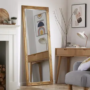 Leaner Mirror Highbury Bevelled edge Glass Rectangle Full Length with Antique Gold Frame- H 165cm X W 74cm