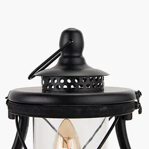 Black Wood Lantern Table Lamp Miners Oil Lamp