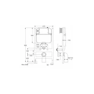 Bubly Bathrooms™ Square Rimless Wall Hung Toilet & 0.74m Low Height Concealed Cistern Frame - Brushed Brass Plate