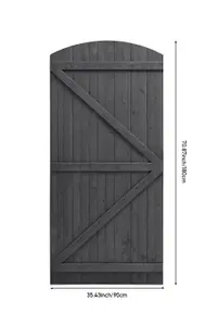 Sturdy Grey Arch Top Wooden Garden Gate in Pine, Ideal for Patios & Outdoors 90cm W x 180cm H