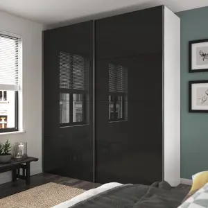 GoodHome Atomia White & anthracite Particle board Wardrobe (H)2250mm (W)1500mm (D)655mm