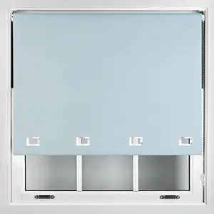 Furnished Made to Measure Blackout Roller Blinds with Big Square Eyelets - Duck Egg Blue Blind (W)60cm (L)210cm