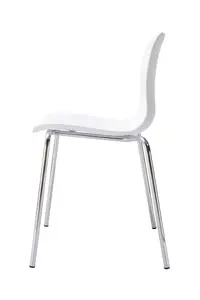 Set of 4 White Stackable Textured Chairs  with Chromed Legs