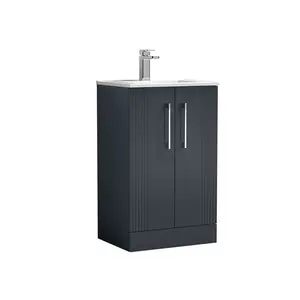 Deco 505mm Single Bathroom Vanity with Integrated Vitreous China Basin Satin Anthracite