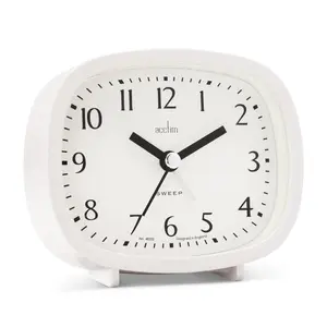 Analogue Quartz Movement / Crystal Alarm Tabletop Clock White