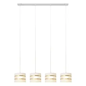 Luminosa Helen Straight Bar Pendant Ceiling Light White, Gold 100cm