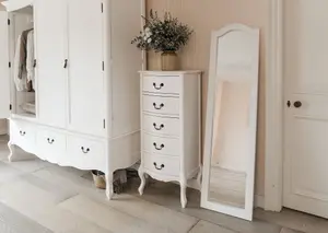 Juliette White Shabby Chic 5 Drawer Tallboy