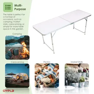 Oypla 6ft Folding Outdoor Camping Picnic Market Kitchen Work Top Table