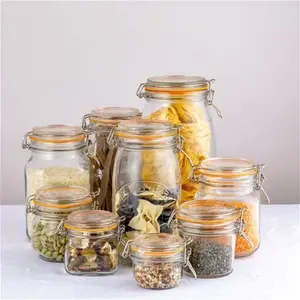 Kilner 1.5 Litre Square Clip Top Jar, Clear, Glass