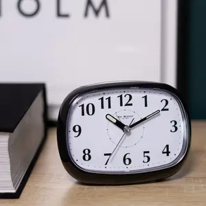 Analogue Quartz Movement / Crystal Alarm Tabletop Clock in Black/Grey