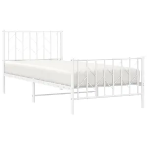 Berkfield Metal Bed Frame without Mattress with Footboard White 90x190cm