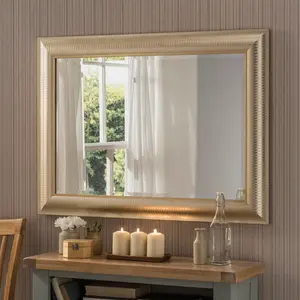 Abbeyville Framed Wall Mounted Accent Mirror Champagne / 168.5cm H x 77cm W