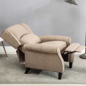 Eaton Wing Back Fireside Herringbone Fabric Recliner Armchair Sofa Chair Reclining Cinema (Herringbone Beige)