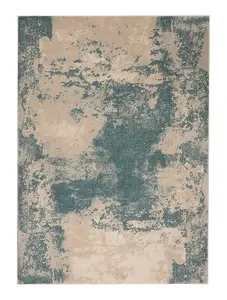 Ivory/Teal Modern Abstract Luxurious Easy to Clean Rug for Living Room and Bedroom-117cm X 178cm