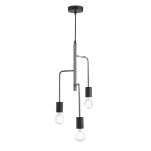 nielsen Sopely Industrial Style 3 Light Ceiling Pendant, Pewter, 27cm Wide