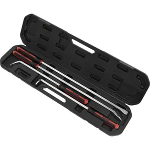 4 Piece Heavy Duty Pry Bar Set - Hammer Cap - Soft Grip Handles - Storage Case